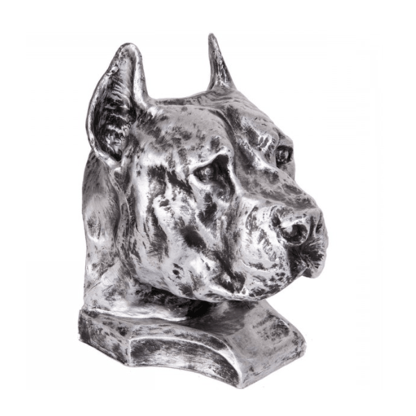 Resine Sculpture Chien Staff Bull 35cm Argenté LORIANE - S&C
