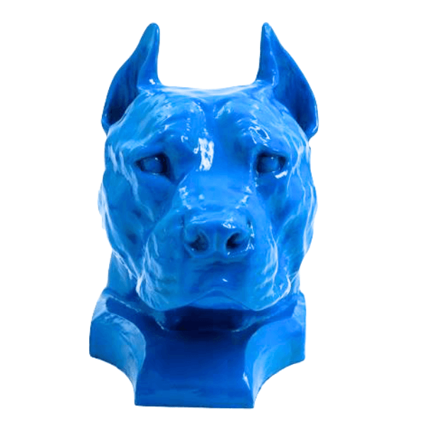 Resine Sculpture Chien Staff Bull 35CM Bleu FALVARD - S&C