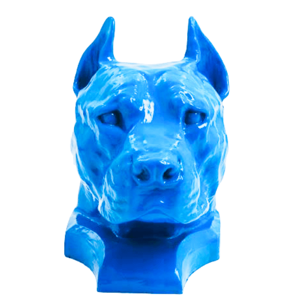 Resine Sculpture Chien Staff Bull 35CM Bleu Ciel TOLAN - S&C