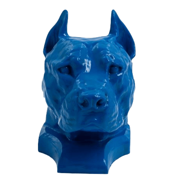 Resine Sculpture Chien Staff Bull 35cm Bleu Nuit AELIEN - S&C