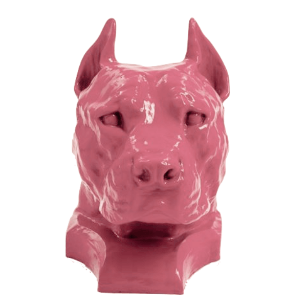 Resine Sculpture Chien Staff Bull 35cm Rose Clair NELIS - S&C