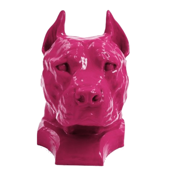 Resine Sculpture Chien Staff Bull 35cm Rose Fushia ZELIN - S&C
