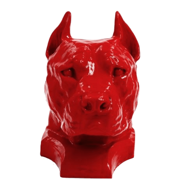 Resine Sculpture Chien Staff Bull 35cm Rouge NOLAN - S&C