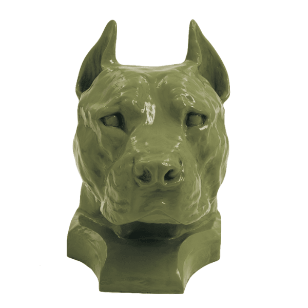 Resine Sculpture Chien Staff Bull 35CM Vert Kaki ELDAN - S&C