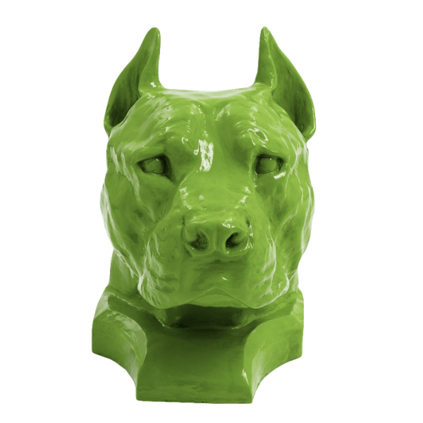 Resine Sculpture Chien Staff Bull 35CM Vert Pomme LORIAN - S&C