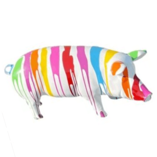Resine Sculpture Cochon 100CM Multicolore LORIN - S&C