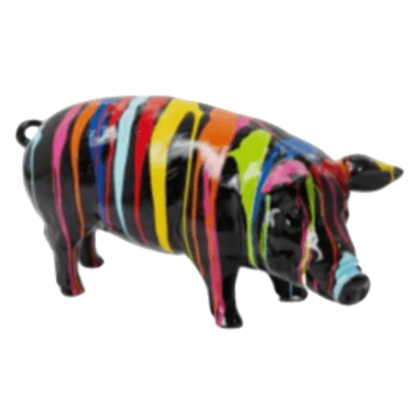 Resine Sculpture Cochon 100CM Multicolore GILBERT - S&C