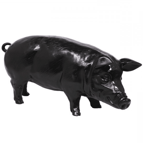 Resine Sculpture Cochon 100CM Noir DORIAN - S&C