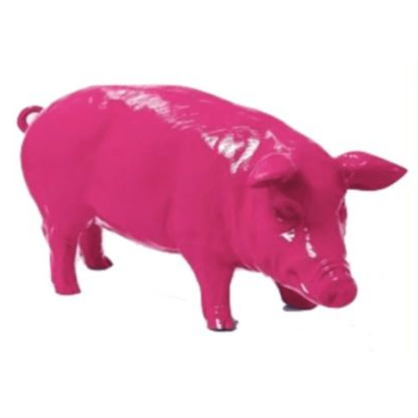 Resine Sculpture Cochon 100cm Rose Fushia JORAN - S&C