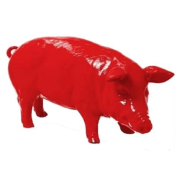 Resine Sculpture Cochon 100CM Rouge LUMY - S&C