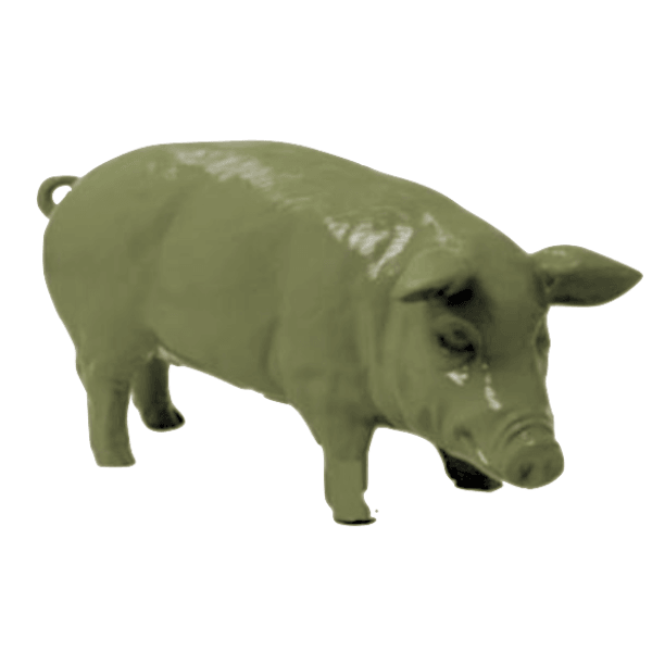 Resine Sculpture Cochon 100cm Vert Kaki LORIANE - S&C