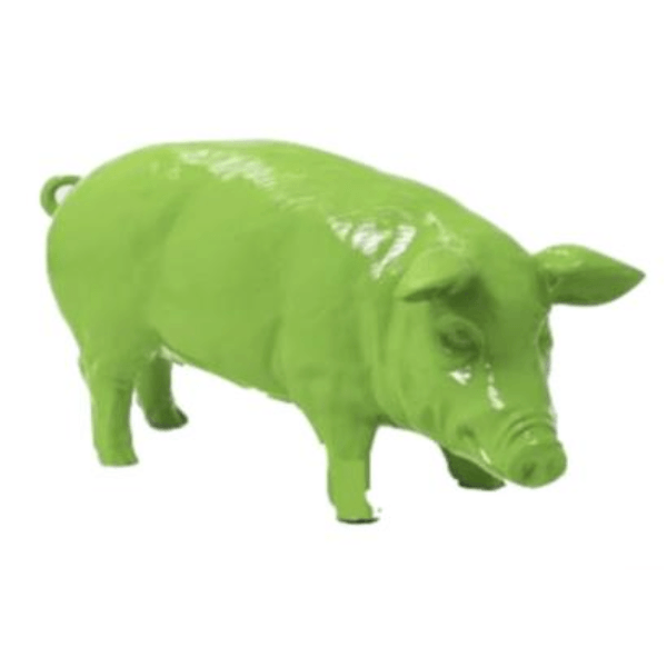 Resine Sculpture Cochon 100CM Vert Pomme LORENZO - S&C