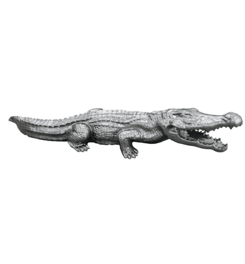 Resine Sculpture Crocodile 130CM Argenté ELYANNE - S&C