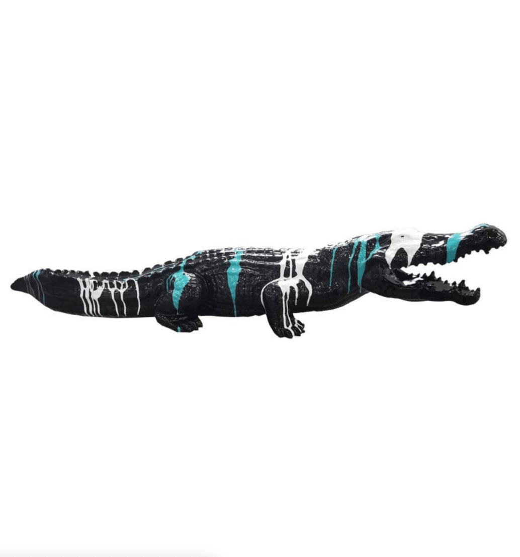 Resine Sculpture Crocodile 130CM Coulure Blanc LORIEN - S&C