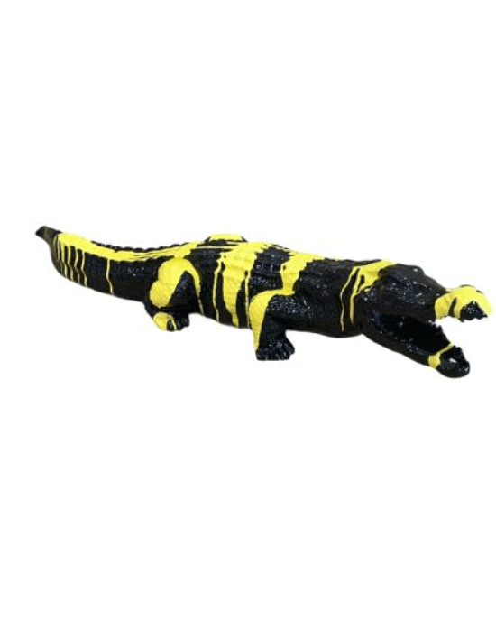 Resine Sculpture Crocodile 130CM Coulure Jaune BISCUIT - S&C