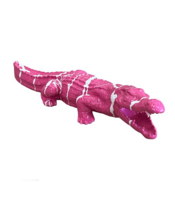 Resine Sculpture Crocodile 130CM Coulure Rose JALIS - S&C
