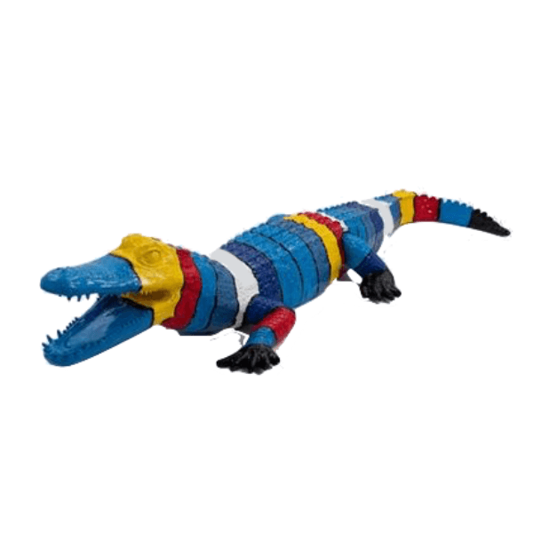 Resine Sculpture Crocodile 215CM Vert et Jaune LUMIS - S&C