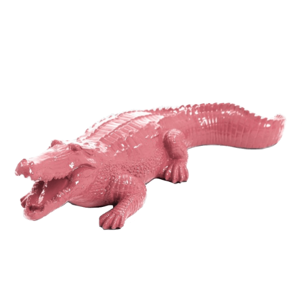 Resine Sculpture Crocodile 40CM Rose Clair JURGEN - S&C