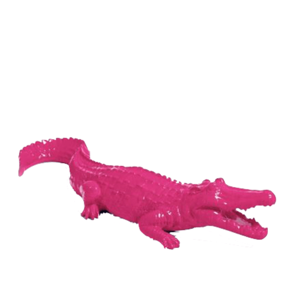 Resine Sculpture Crocodile 70CM Rose Fuchsia LORENZO - S&C