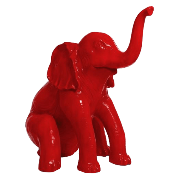 Resine Sculpture Elephant 140CM Rouge LORENZO - S&C