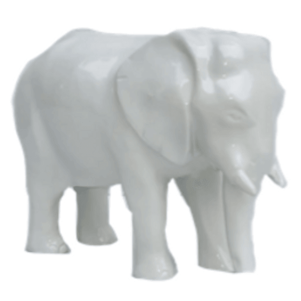 Resine Sculpture Elephant 30CM Blanc Mat TAHIR - S&C