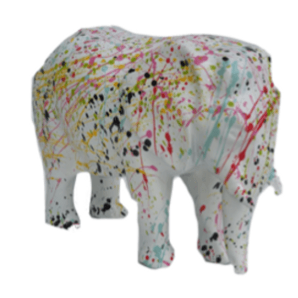 Resine Sculpture Elephant 30cm Graffiti Blanc MIREN - S&C