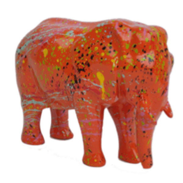 Resine Sculpture Elephant 30CM Graffiti Orange HILDEGARD - S&C
