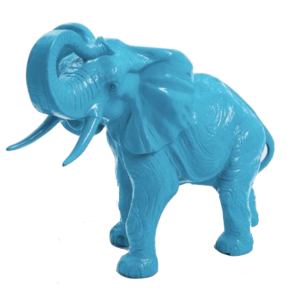 Resine Sculpture Elephant 90CM Bleu Ciel ZANJAR - S&C