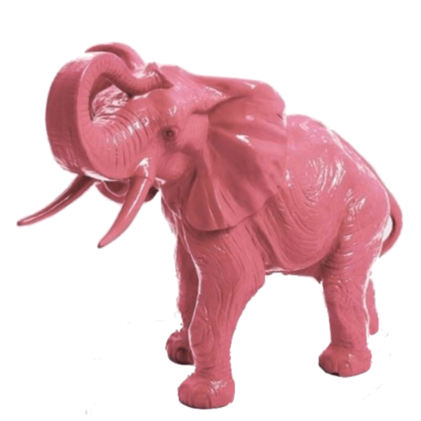 Resine Sculpture Elephant 90CM Rose Clair MIEL - S&C