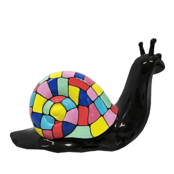 Resine Sculpture Escargot 100cm Noir Et Or JALIS - S&C