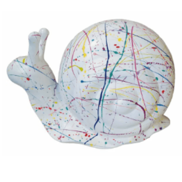 Resine Sculpture Escargot 50CM Graffiti Blanc LURCAN - S&C