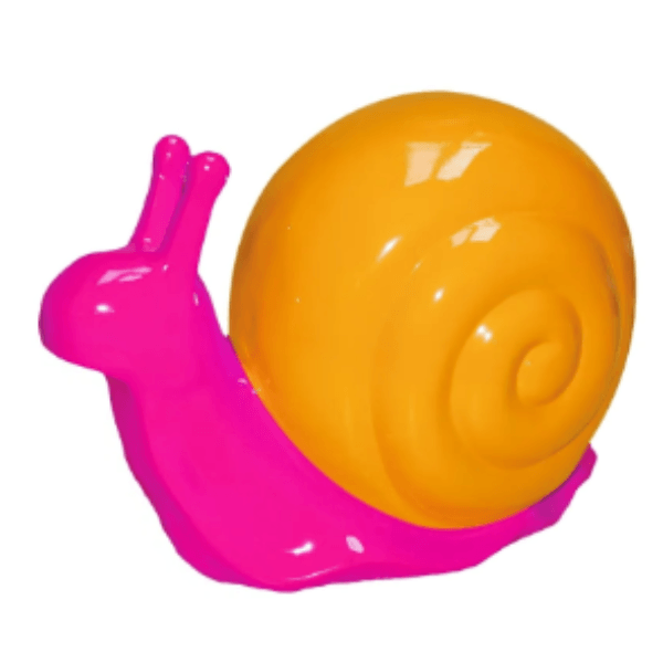 Resine Sculpture Escargot 50CM Rose Fushia Et Jaune LIORE - S&C