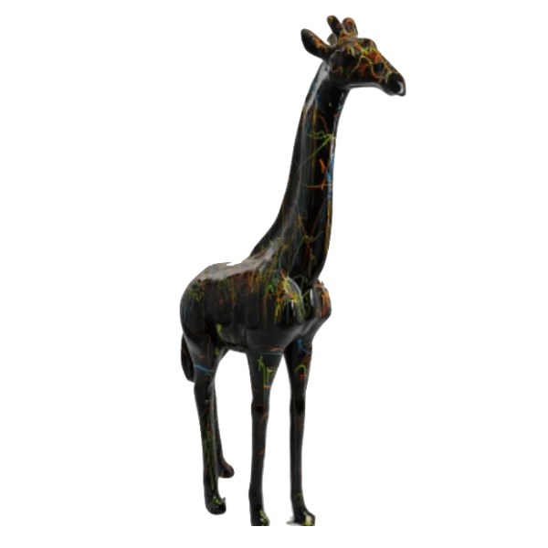 Resine Sculpture Girafe 210CM Graffiti Noir AELIS - S&C