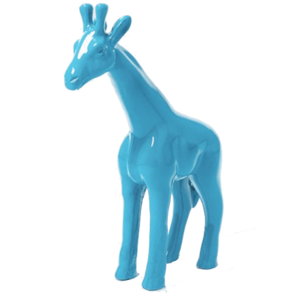 Resine Sculpture Girafe 50cm Bleu Ciel LUMIR - S&C
