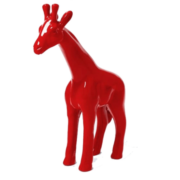 Resine Sculpture Girafe 50cm Rouge LUSEN - S&C