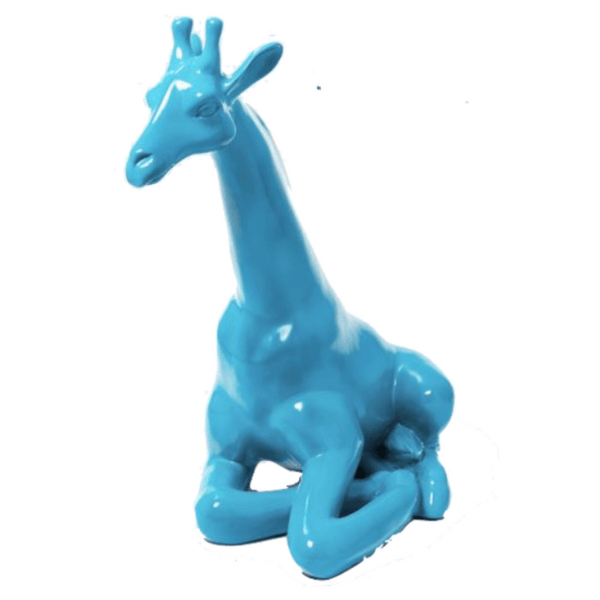 Resine Sculpture Girafe 90cm Bleu Ciel NIMROD - S&C