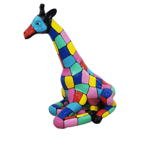 Resine Sculpture Girafe 90cm Multicolore ELDORAN - S&C