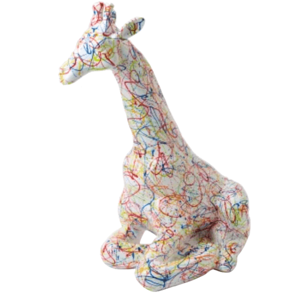 Resine Sculpture Girafe 90CM Graffiti Blanc ELYNE - S&C