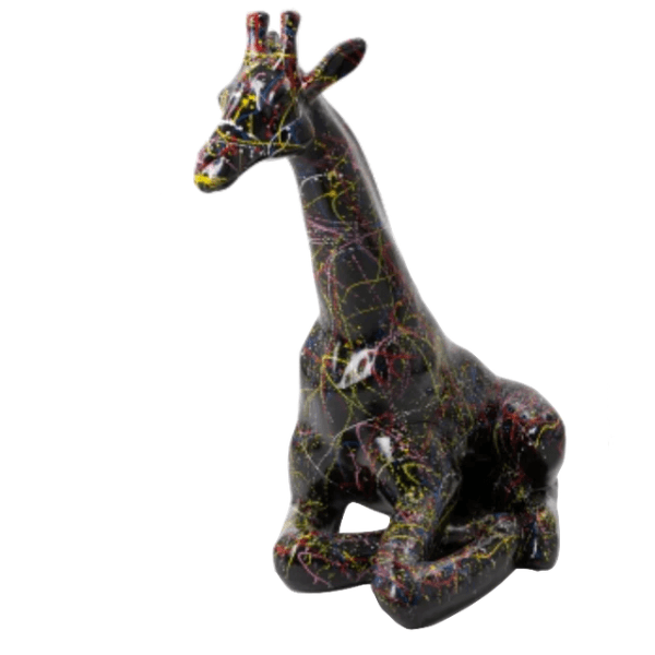 Resine Sculpture Girafe 90cm Graffiti Noir DIMAN - S&C