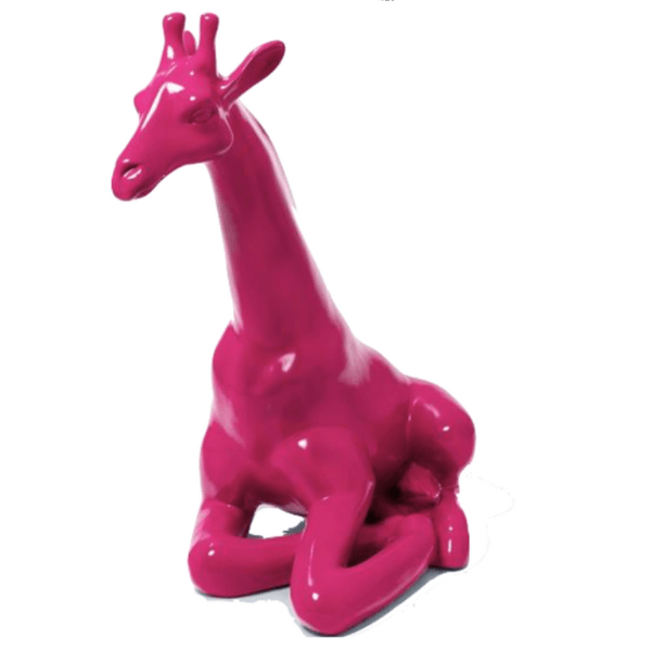 Resine Sculpture Girafe 90cm Rose Fushia TYLENE - S&C
