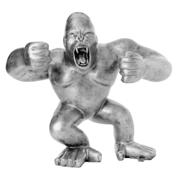 Resine Sculpture Gorille 120 CM Argenté ELDAN - S&C