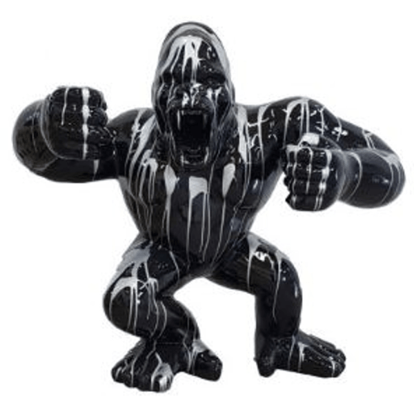 Resine Sculpture Gorille 120CM Coulure Argenté ZORALD - S&C