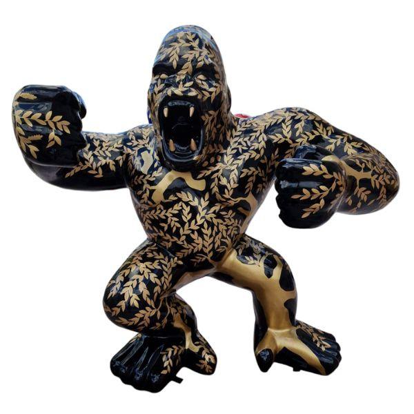 Resine Sculpture Gorille 120CM Mix Noir Doré LUCAS - S&C
