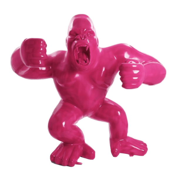 Resine Sculpture Gorille 120CM Rose Fuchsia LORIS - S&C