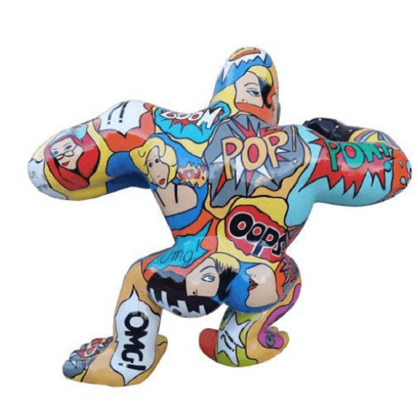 Resine Sculpture Gorille 190CM Noir Et Or THALIO - S&C