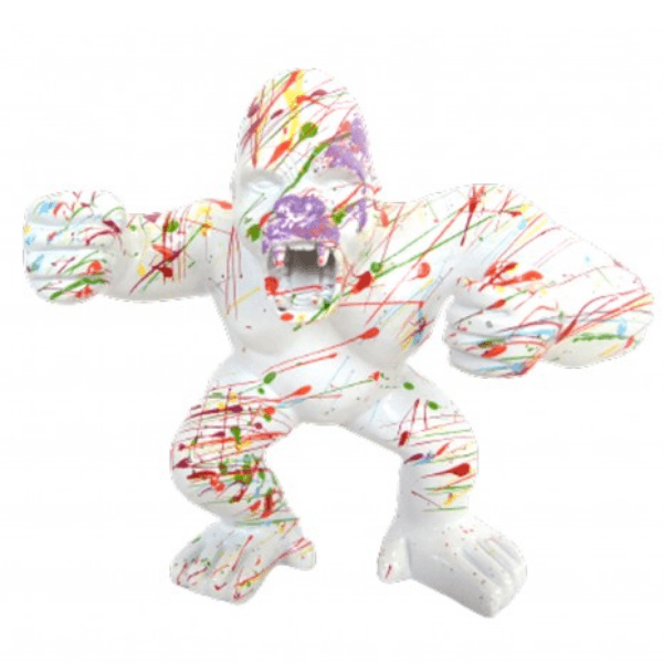 Resine Sculpture Gorille 30CM Graffiti Blanc LYNAR - S&C