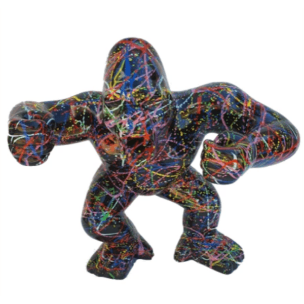 Resine Sculpture Gorille 30CM Graffiti Noir ELDRIC - S&C
