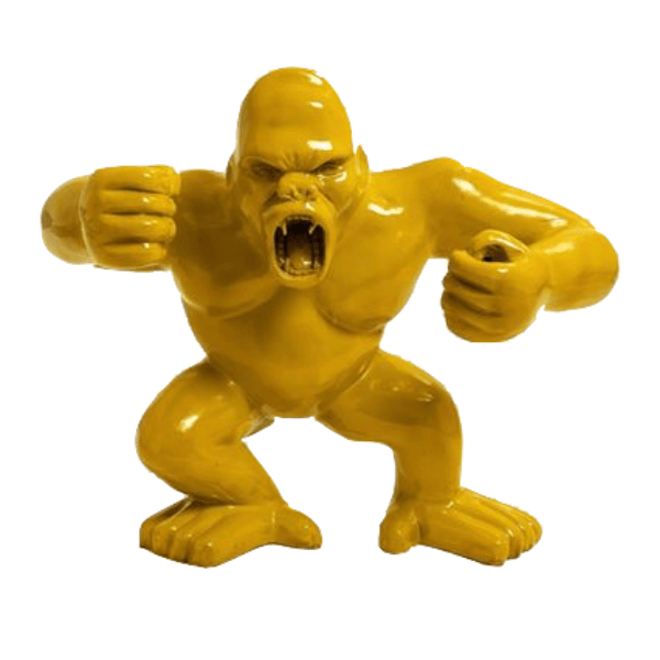 Resine Sculpture Gorille 30CM Jaune LUMAIN - S&C