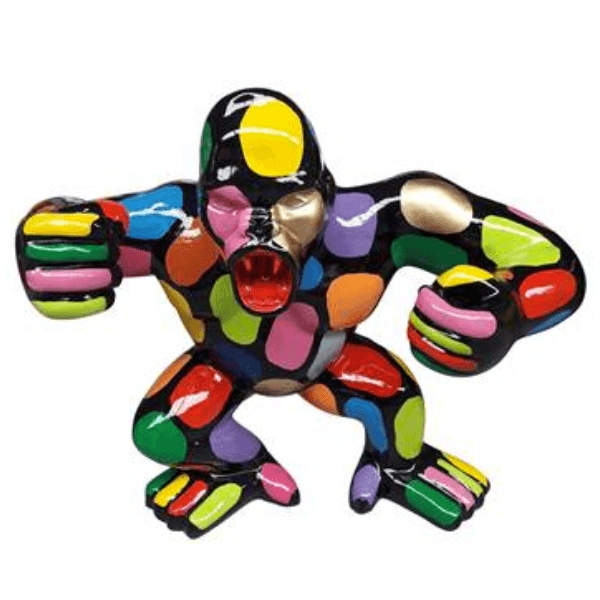 Resine Sculpture Gorille 30 CM Noir Et Or RIMBAUD - S&C