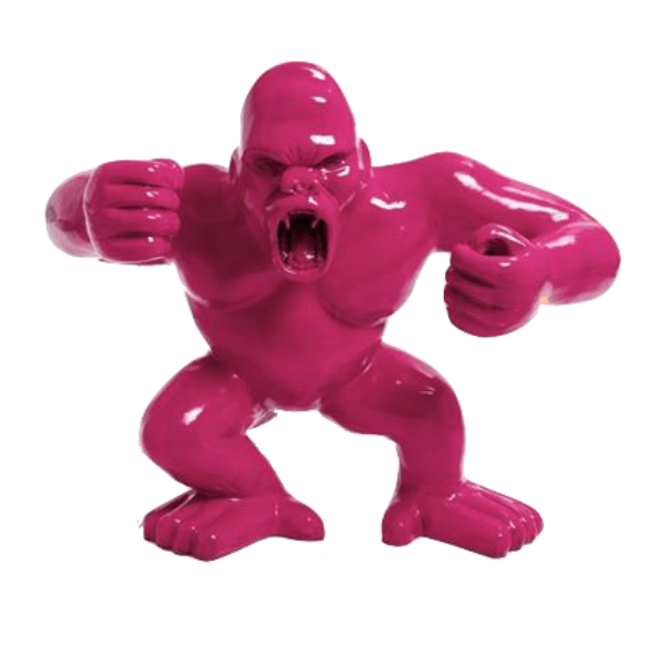 Resine Sculpture Gorille 30CM Rose Fuchsia ZELDA - S&C